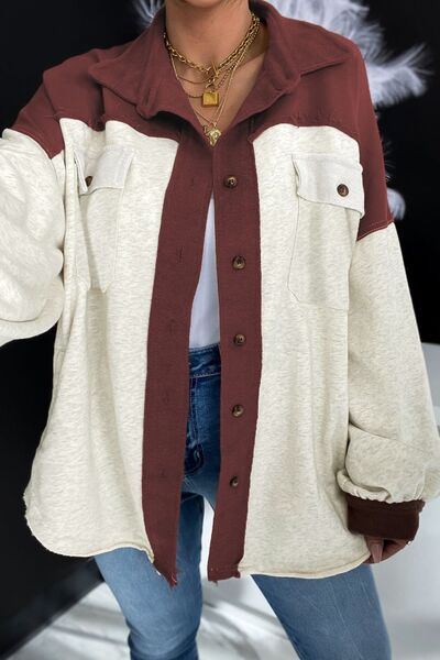 Veste moderne pour femme avec col contrastant unique, poches et fermeture boutonnée