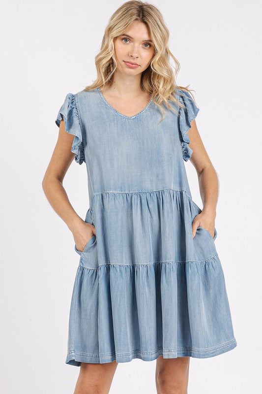 Nouvelle Robe Mini à Volants et Manches Courtes à Col en V pour Femme – Style Léger, Tendance, Féminin, Élégant et Ludique