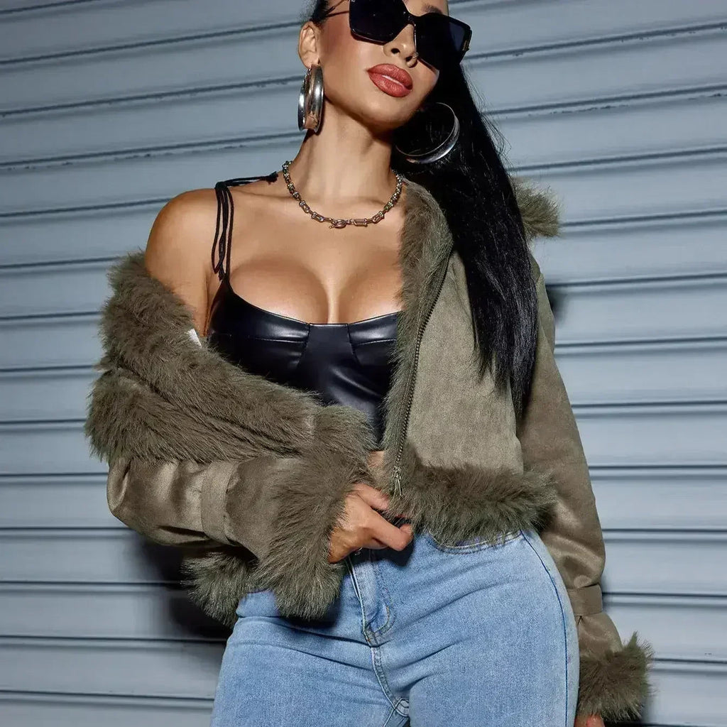 Manteau court en daim pour femme – Streetwear automne et hiver en similicuir