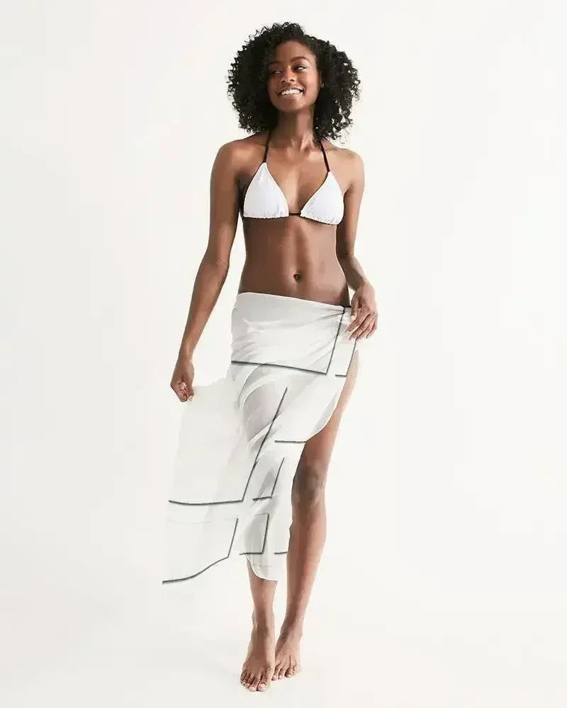 Paréo transparent cache-maillot / Géométrique blanc et gris