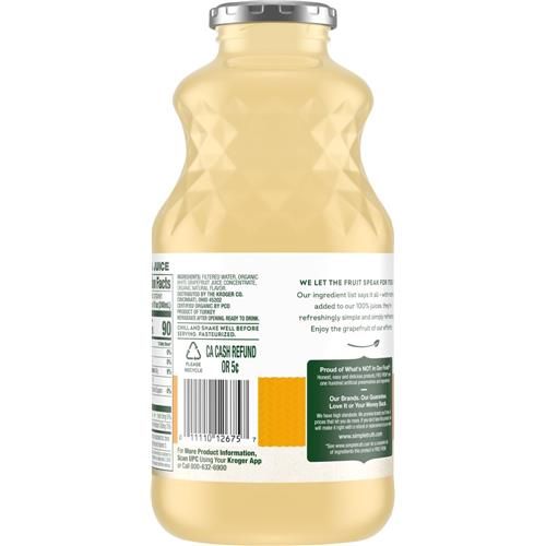 Jus 100 % de pamplemousse blanc biologique Simple Truth sans sucre ajouté, 32 oz liq.