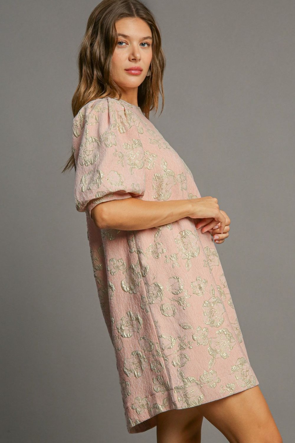 Robe courte fleurie élégante à manches bouffantes, robe vintage pour femme, robe au design rétro intemporel