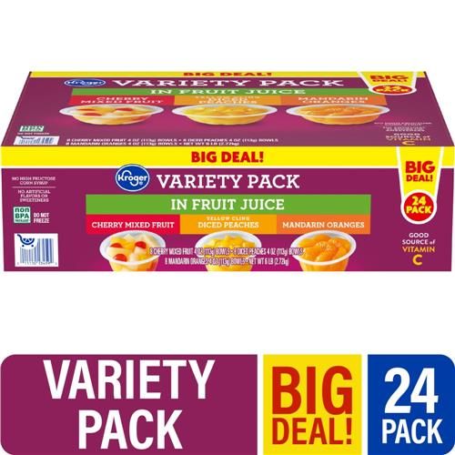 Kroger Coupelles de fruits saveurs assorties paquet de 24 / 113 g