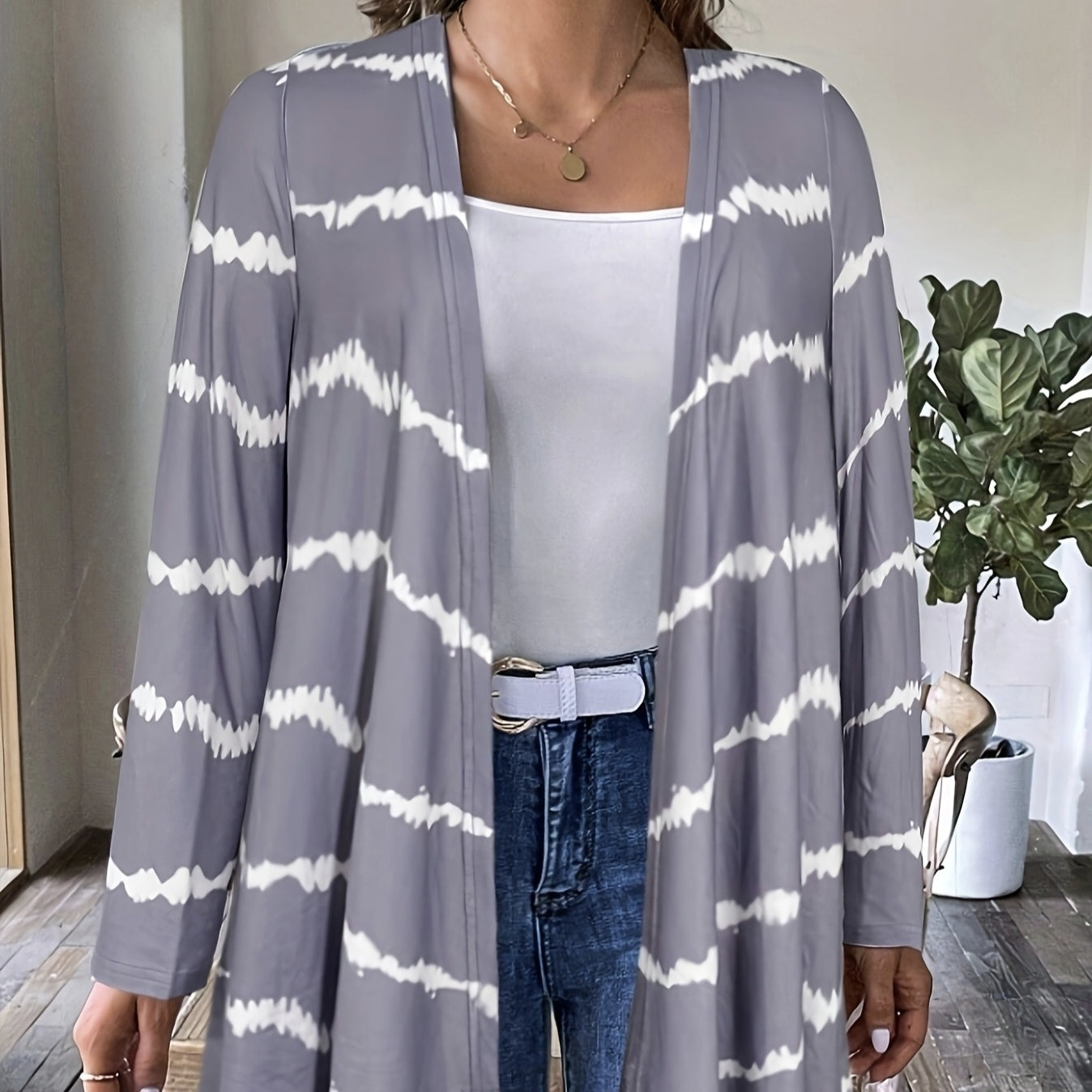 Veste ouverte imprimée pour femme