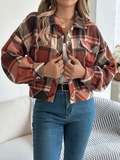 Veste à carreaux boutonnée à manches longues pour femme, confortable, tendance et décontractée, veste simple