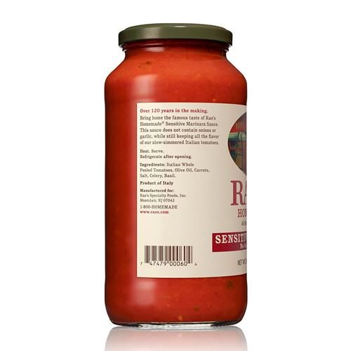 Sauce tomate maison Raos, formule sensible, 680 g, sauce pour pâtes, faible en glucides, compatible céto, entièrement naturelle, qualité supérieure, sans oignons ni ail, avec tomates italiennes et huile d'olive