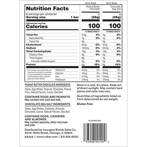 Barres protéinées Rxbar Minis, collation protéinée, barres de collation, assortiment, boîte de 7,3 oz (8 barres)