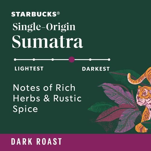Dosettes de café Starbucks K-Cup, café torréfié foncé, Sumatra, 100 % Arabica, 1 boîte (10 dosettes)