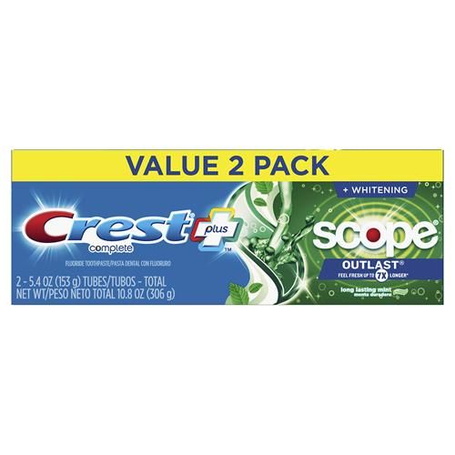 Crest +X Dentifrice blanchissant complet Outlast 40 mm, Menthe, 153 g, Paquet de 2, 1,83 kg (Paquet de 2)