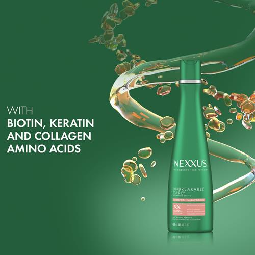 Shampooing Nexxus Unbreakable Care Anti-casse à la Kératine, au Collagène, à la Biotine Pour Cheveux Fins et Clairsemés Shampooing Sans Sulfate 400 ml