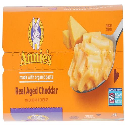 Annie's Homegrown, Macaroni au Fromage Cheddar Vieilli Véritable, Paquet de 4, 227 g
