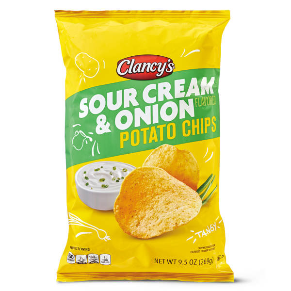 Croustilles de pommes de terre à la crème sure et à l'oignon Clancy's, 269 g