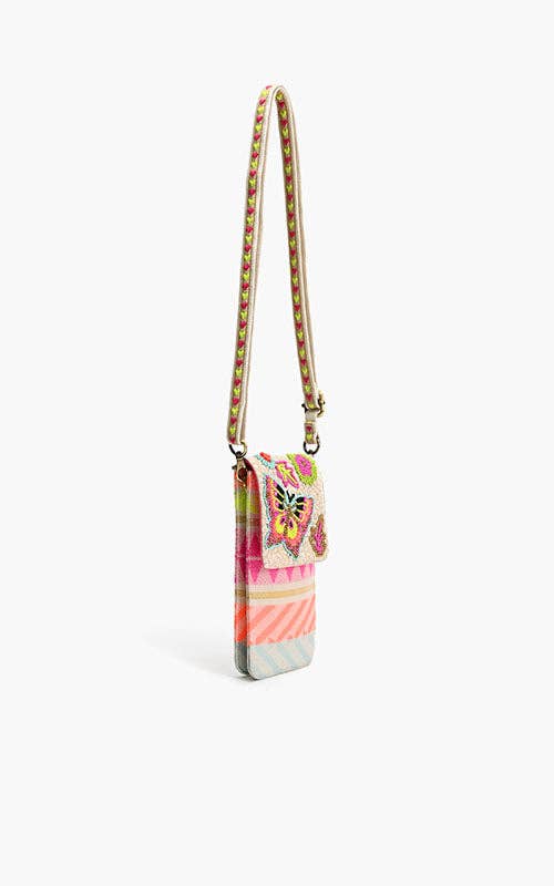 Sac à bandoulière pour téléphone portable Kaléidoscope de papillons – Charme virevoltant