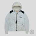 Veste Moncler en maille gaufrée à devant matelassé, couleur crème