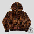 Sweat à capuche zippé Louis Vuitton en vison intarsia Damier marron
