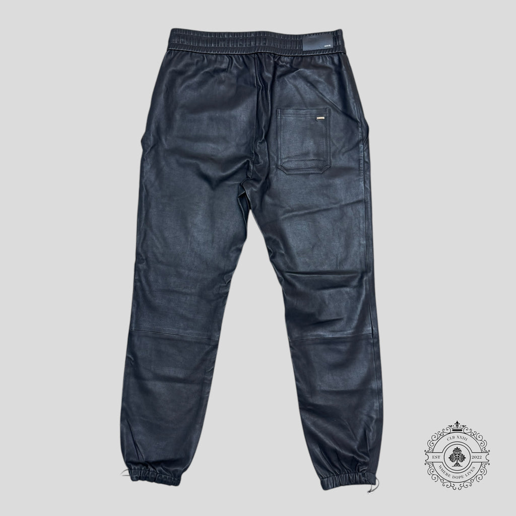 Pantalon Amiri en cuir à cordon de serrage noir