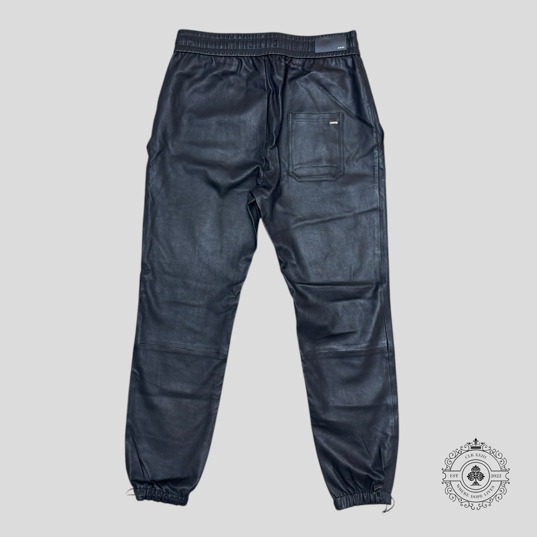 Pantalon Amiri en cuir à cordon de serrage noir