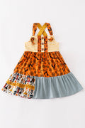 Robe chasuble imprimée Halloween jaune platine