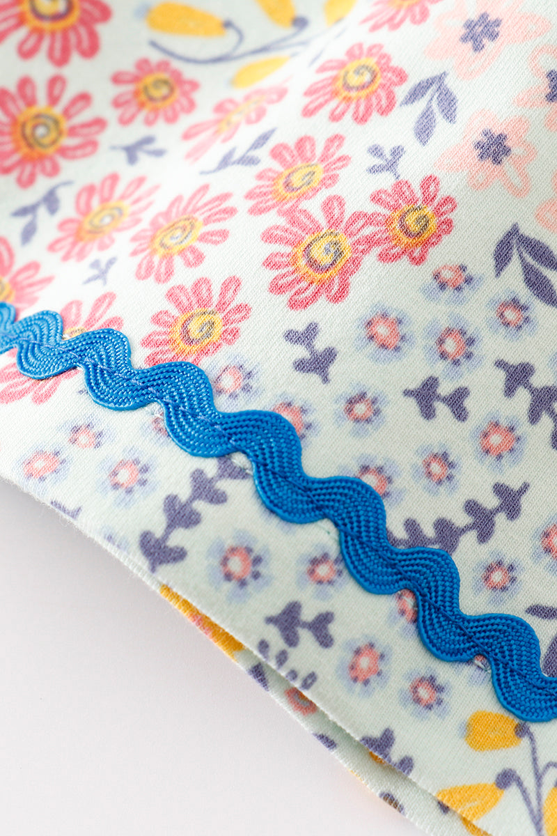 Robe à volants imprimé floral Platinum Blue