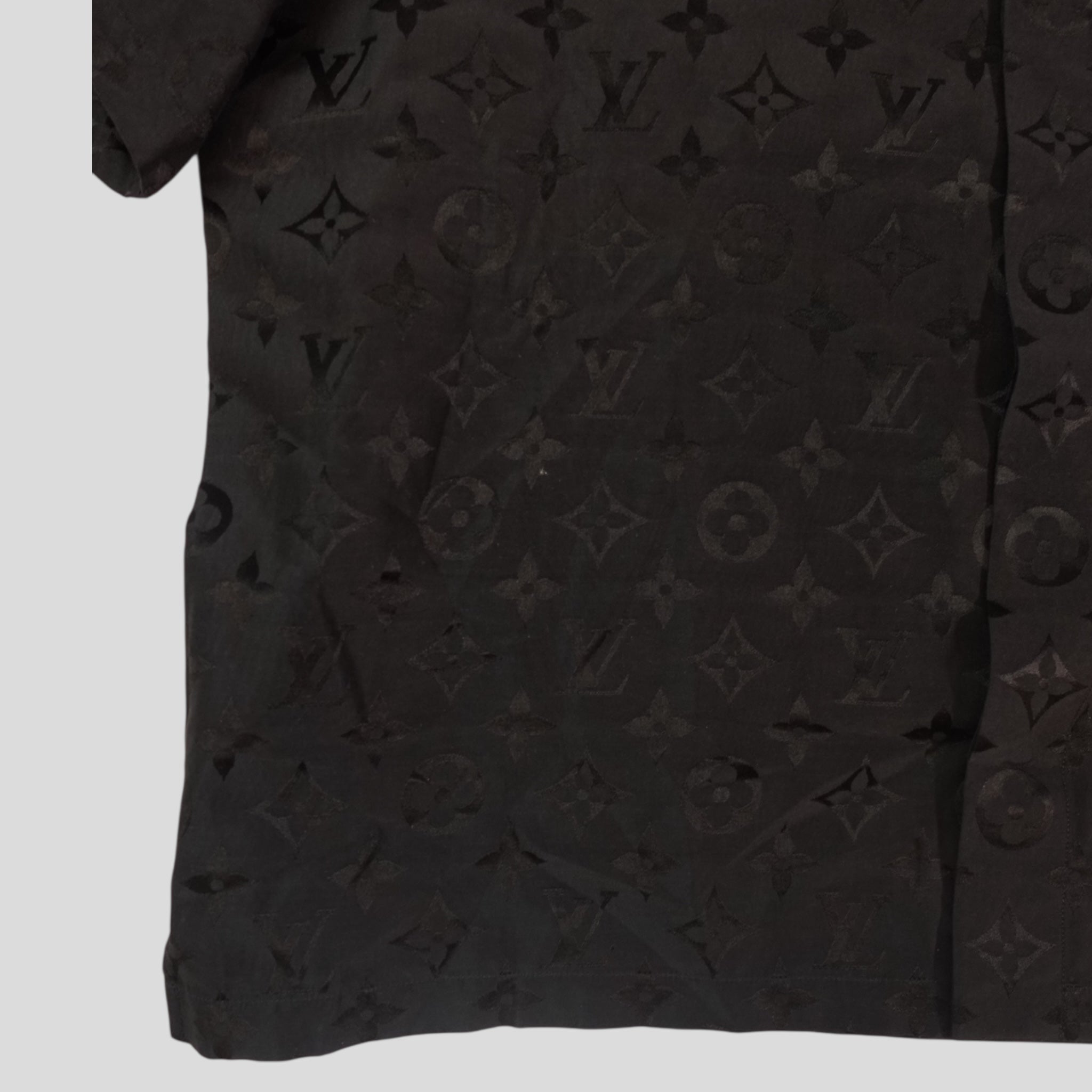 Chemise en soie jacquard Monogram Moiré noire Louis Vuitton