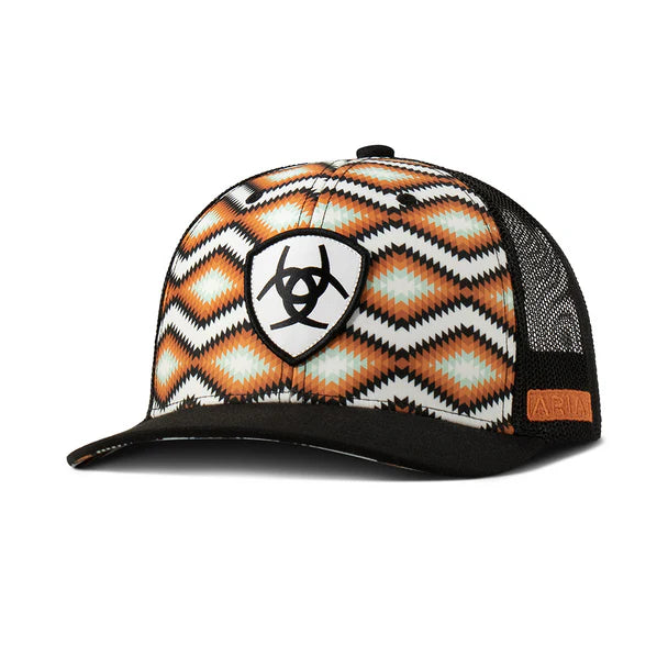Casquette Trucker Ariat imprimé Southwest (Orange/Noir) - Femme