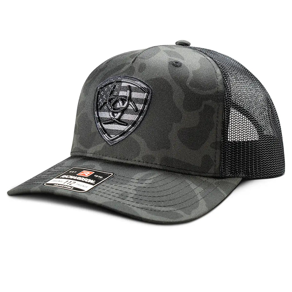 Casquette de routier Ariat Black Camo avec écusson brodé