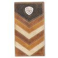 Portefeuille de rodéo Ariat en cuir avec patchwork à chevrons (marron/beige) pour homme