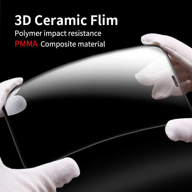 3 Films en Verre Trempé Céramique de Protection 100D pour iPhone 14 13 12 Mini 11 Pro XR XS Max X 8 7 Plus SE 2020, Film de Protection d'écran Souple en Série Verre Trempé