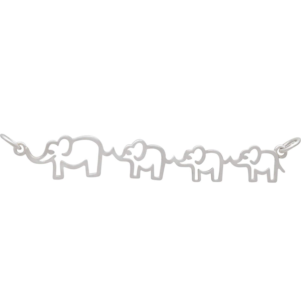 Mama Elephant and 3 Babies Necklace – Sterling Silver Family Pendant on 18" Chain