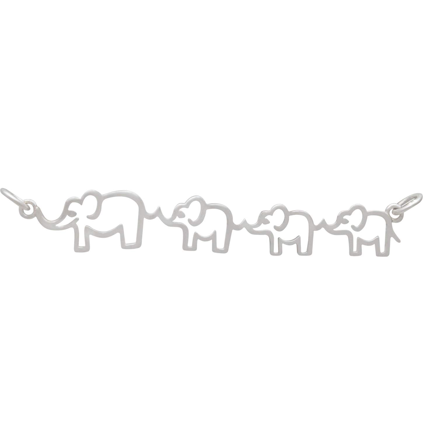 Mama Elephant and 3 Babies Necklace – Sterling Silver Family Pendant on 18" Chain