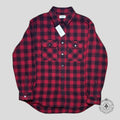 Chemise oversize Celine en flanelle de laine lourde rouge/noire