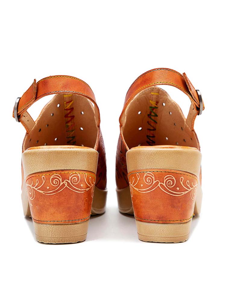 Sandales à talons hauts en cuir véritable à bout ouvert