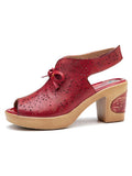 Sandales creuses à bouche de poisson faites à la main de style vintage