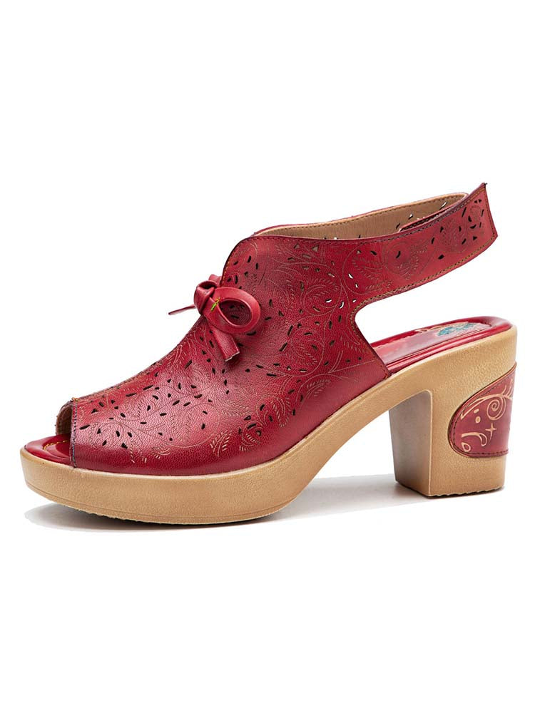 Sandales creuses à bouche de poisson faites à la main de style vintage