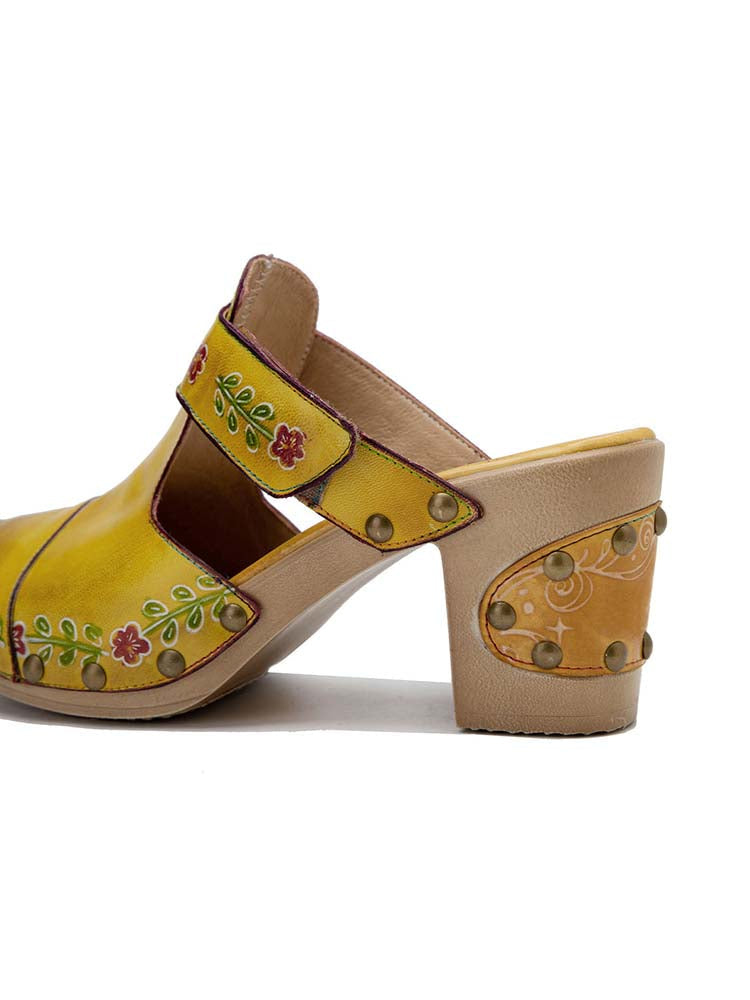 Chaussons Floraux Vintage Faits Main à Bout Rond