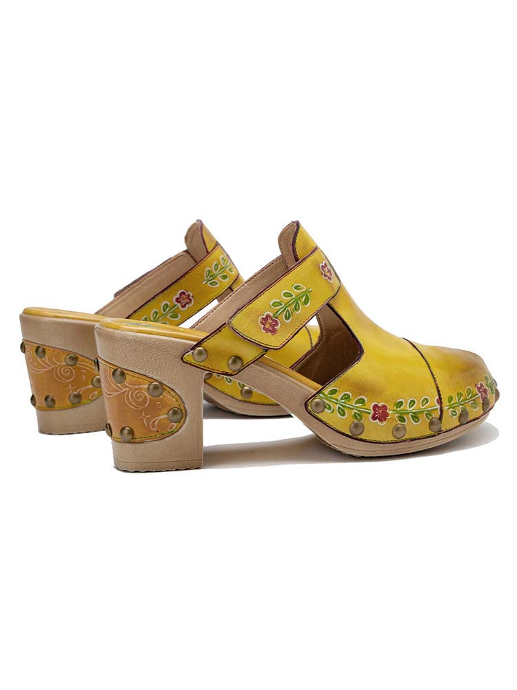 Chaussons Floraux Vintage Faits Main à Bout Rond