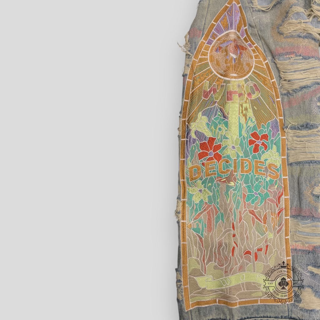 Who Decides War broderie latérale multicolore denim
