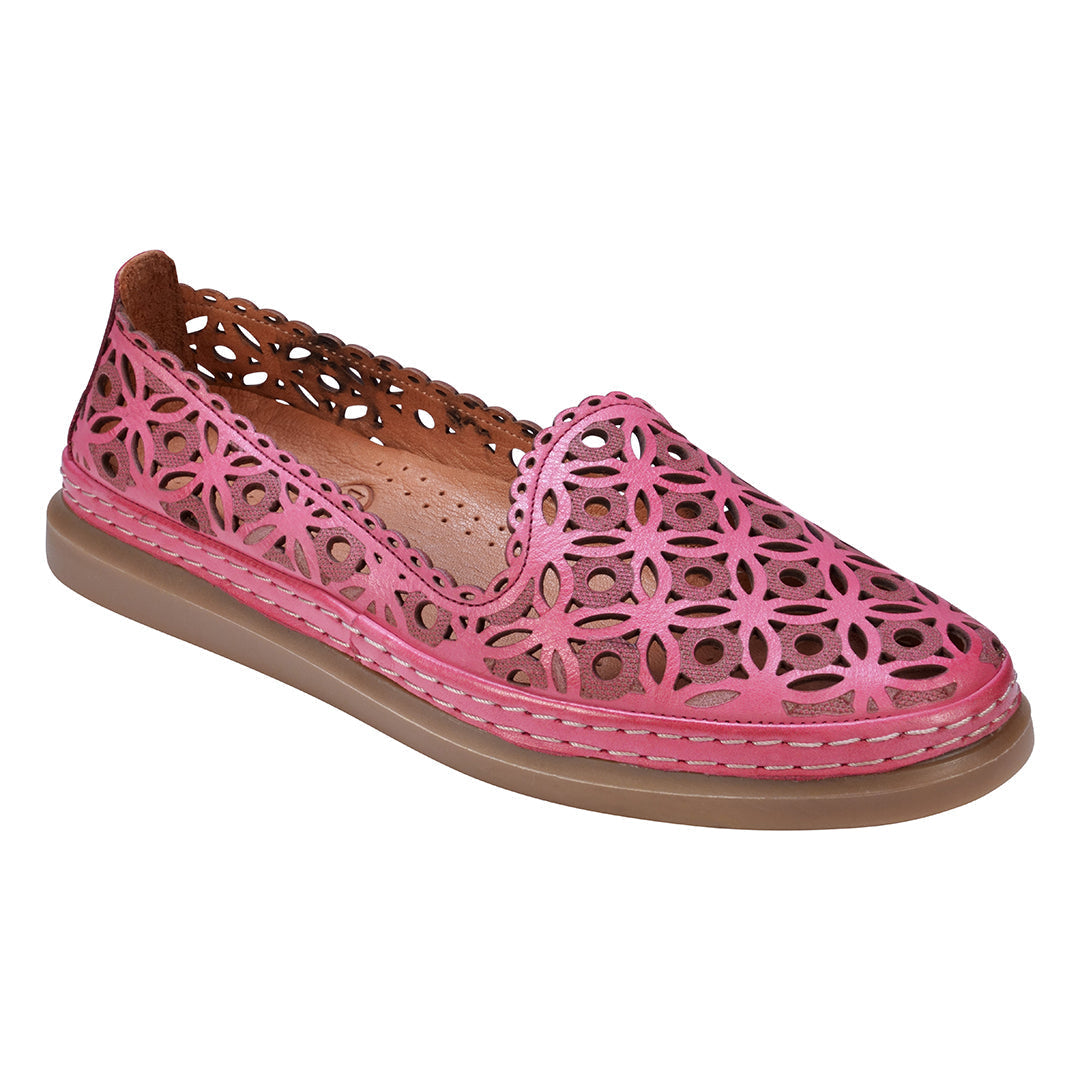 Ballerines Tumi en cuir perforé rose