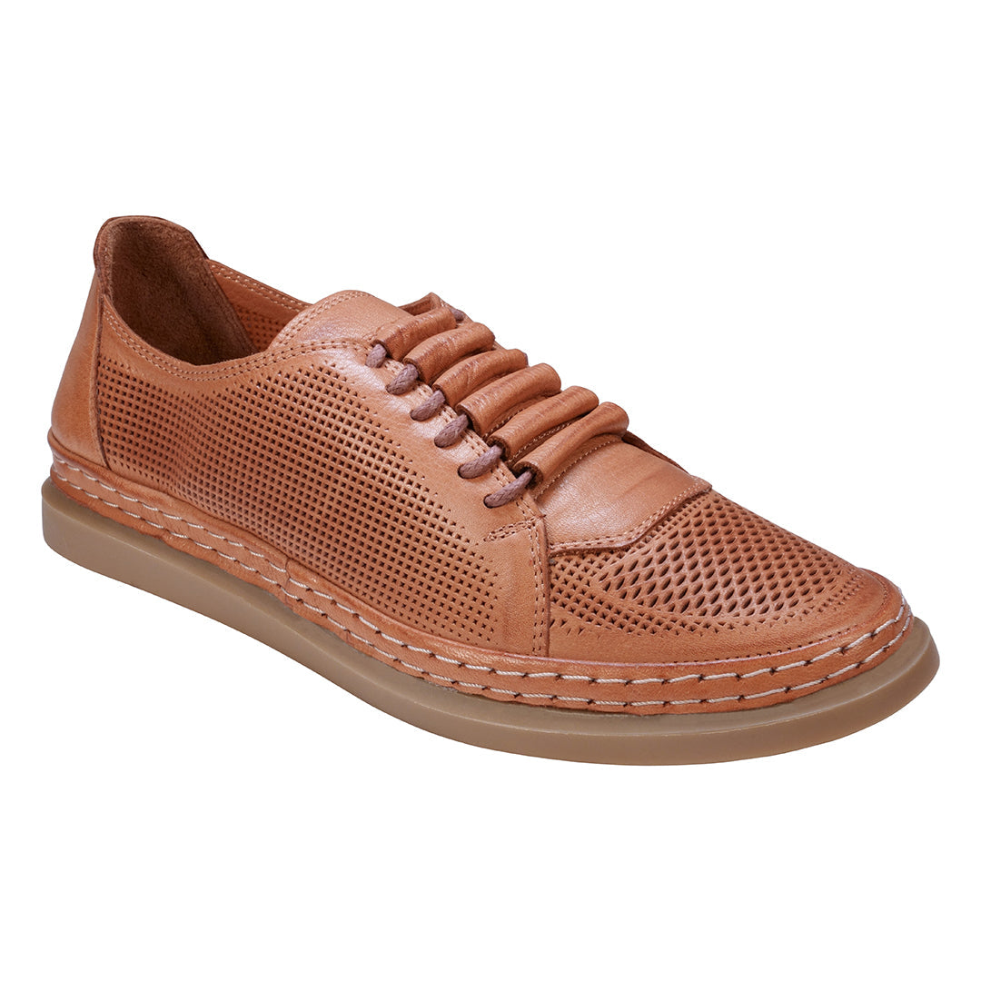 Baskets en cuir perforé à lacets invisibles Oscar Tan