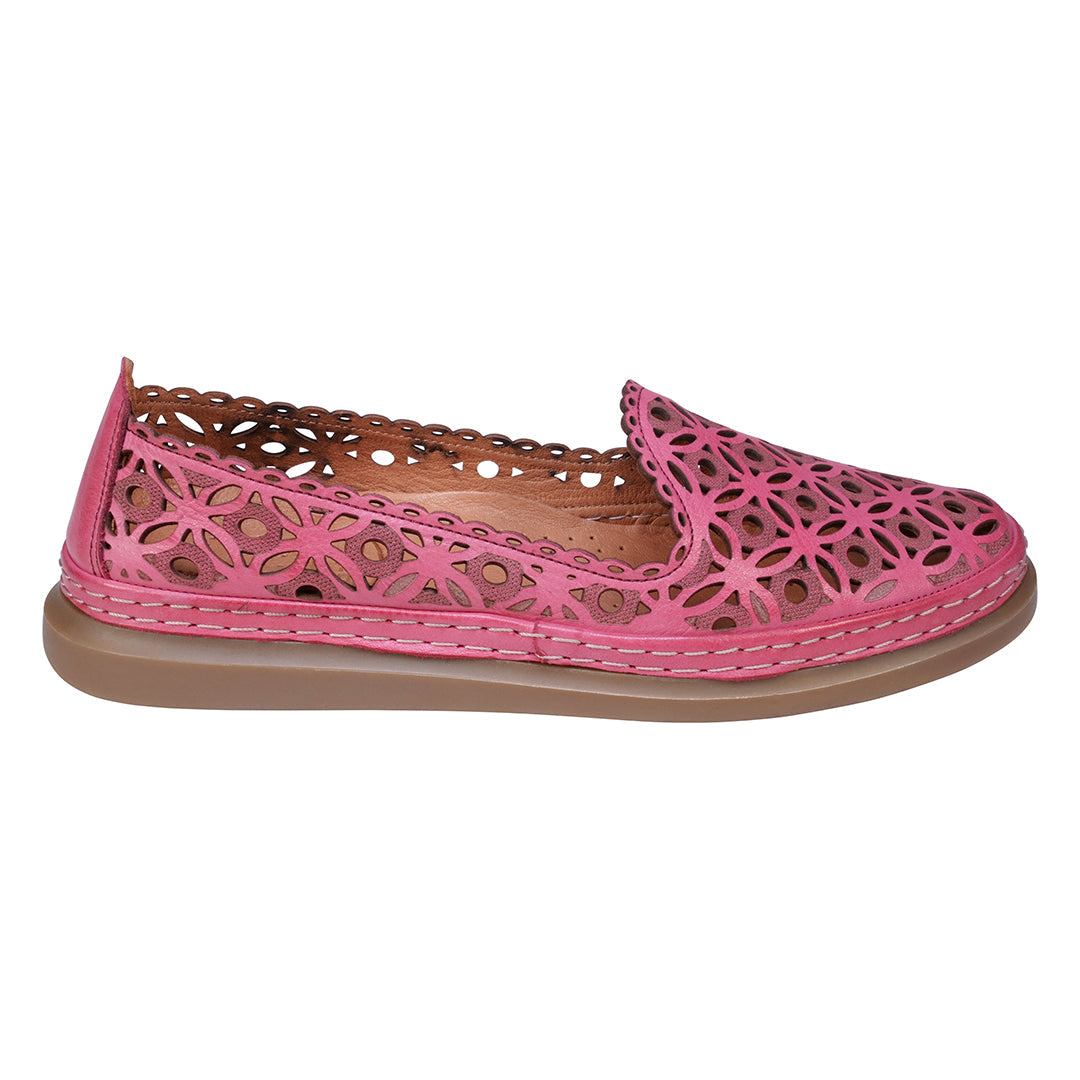 Ballerines Tumi en cuir perforé rose