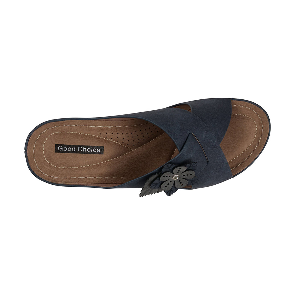 Sandale compensée Selly Navy
