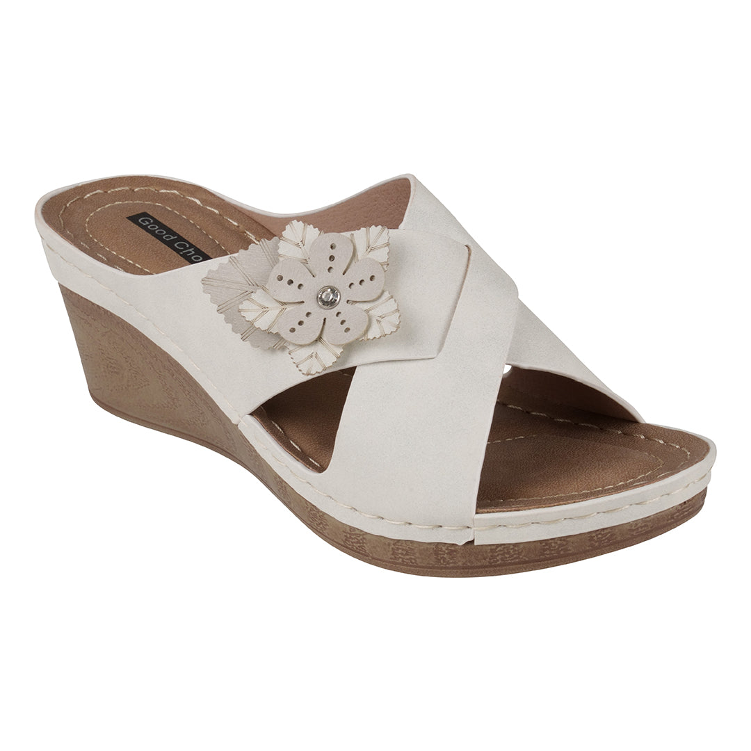 Sandales compensées blanches Selly