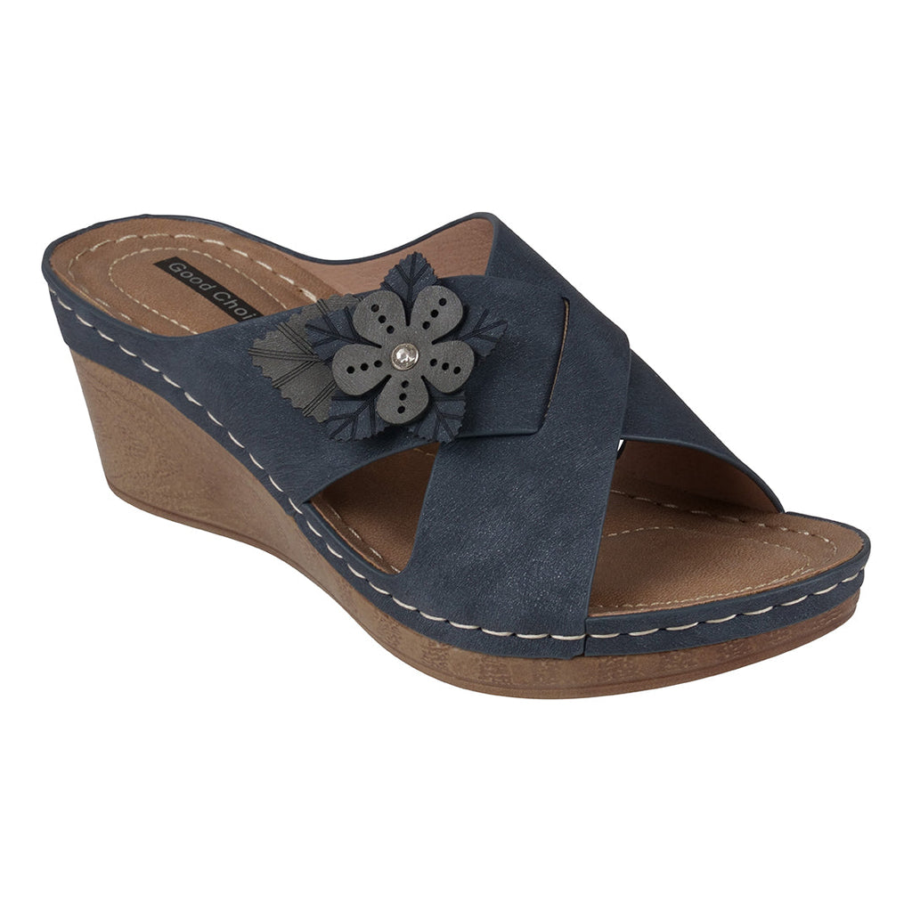 Sandale compensée Selly Navy