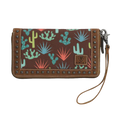 Portefeuille-pochette Ariat imprimé cactus marron pour femme (liquidation)