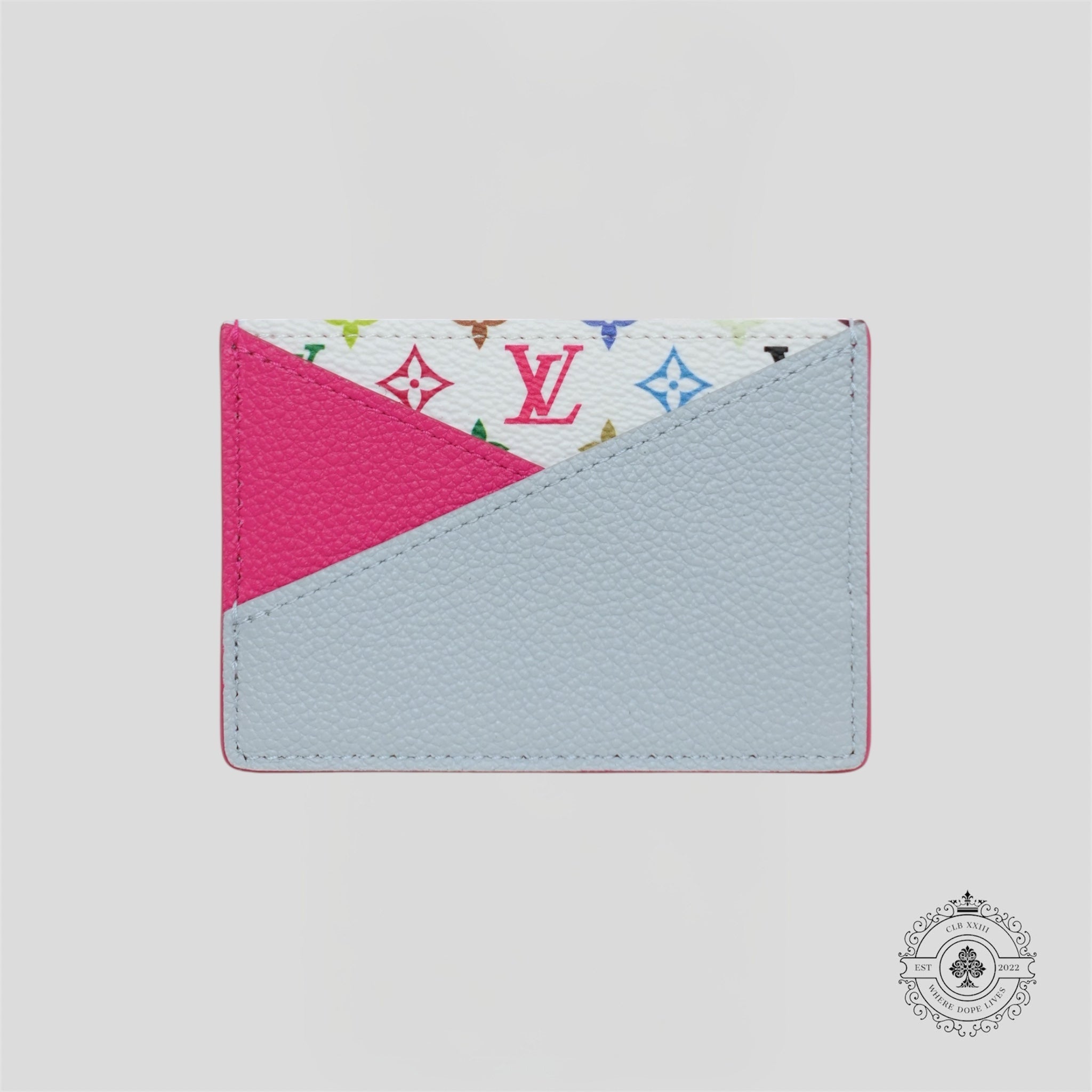 Porte-cartes Louis Vuitton x Takashi Murakami Criss-Cross en bleu Kabira/rose