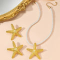 Collier ras du cou pendentif étoile de mer oversized style bohème en métal pour femme, chaîne épaisse blanche, bijou Y2K d'été, style punk