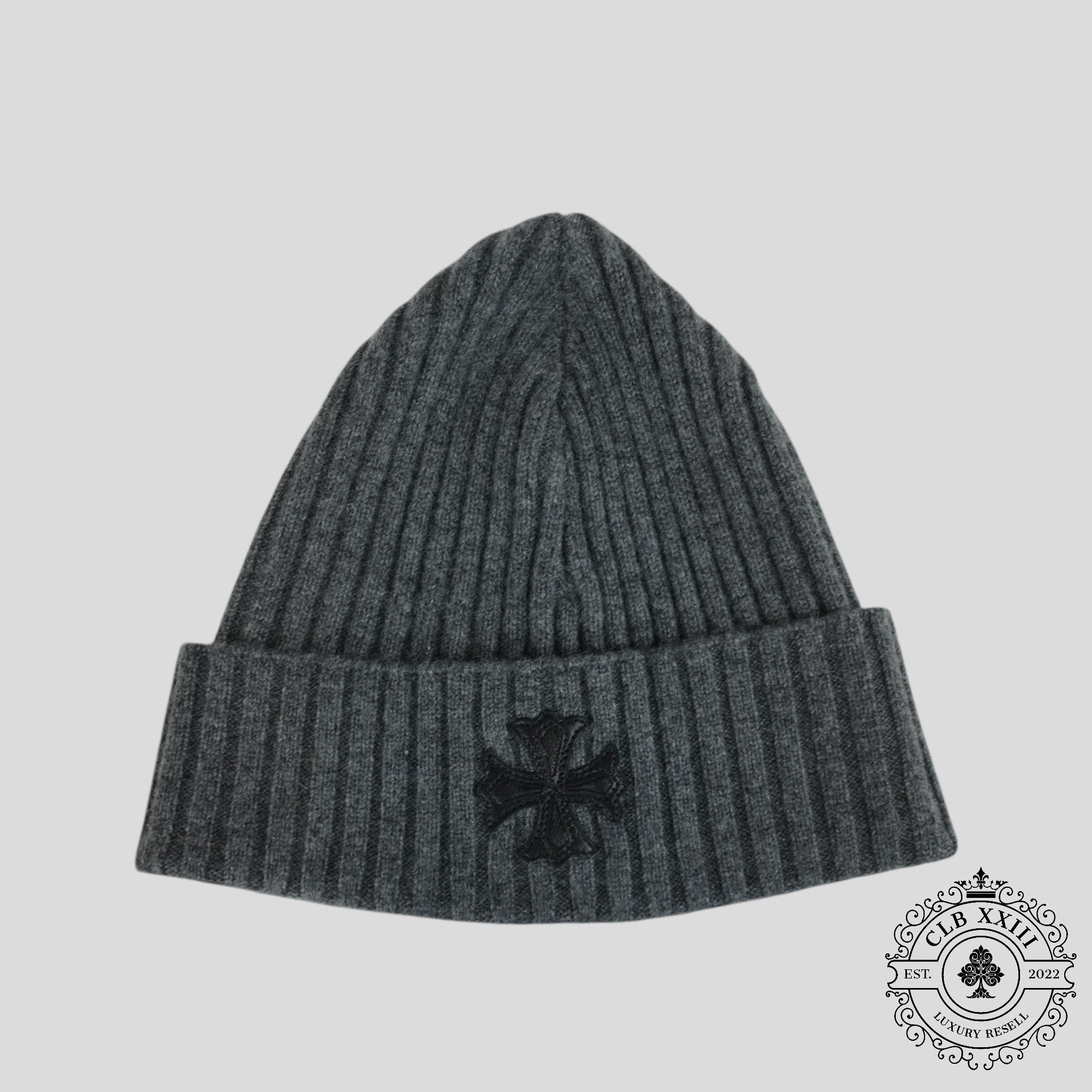 Bonnet en cachemire Chrome Hearts Plus Patch gris