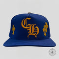 Casquette Chrome Hearts à écussons croix bleue/or
