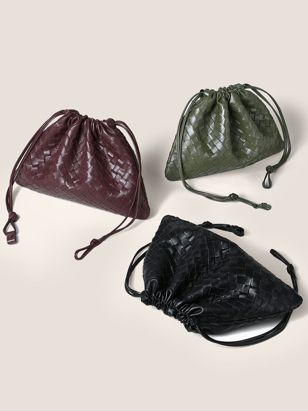 Sac fourre-tout tissé en peau de mouton avec cordon de serrage