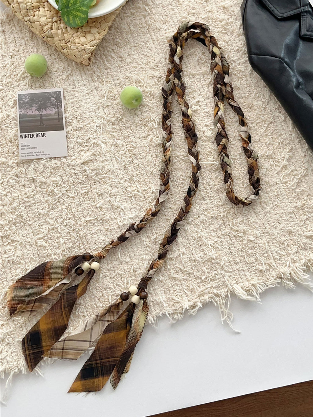 Ceinture tissée en lin à franges